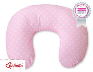 Feeding pillow- Hanging hearts white dots on pink